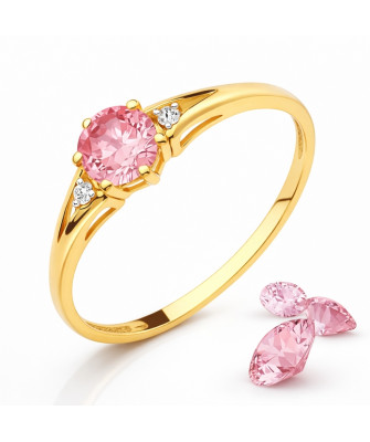 Pierścionek z różowym oczkiem 375