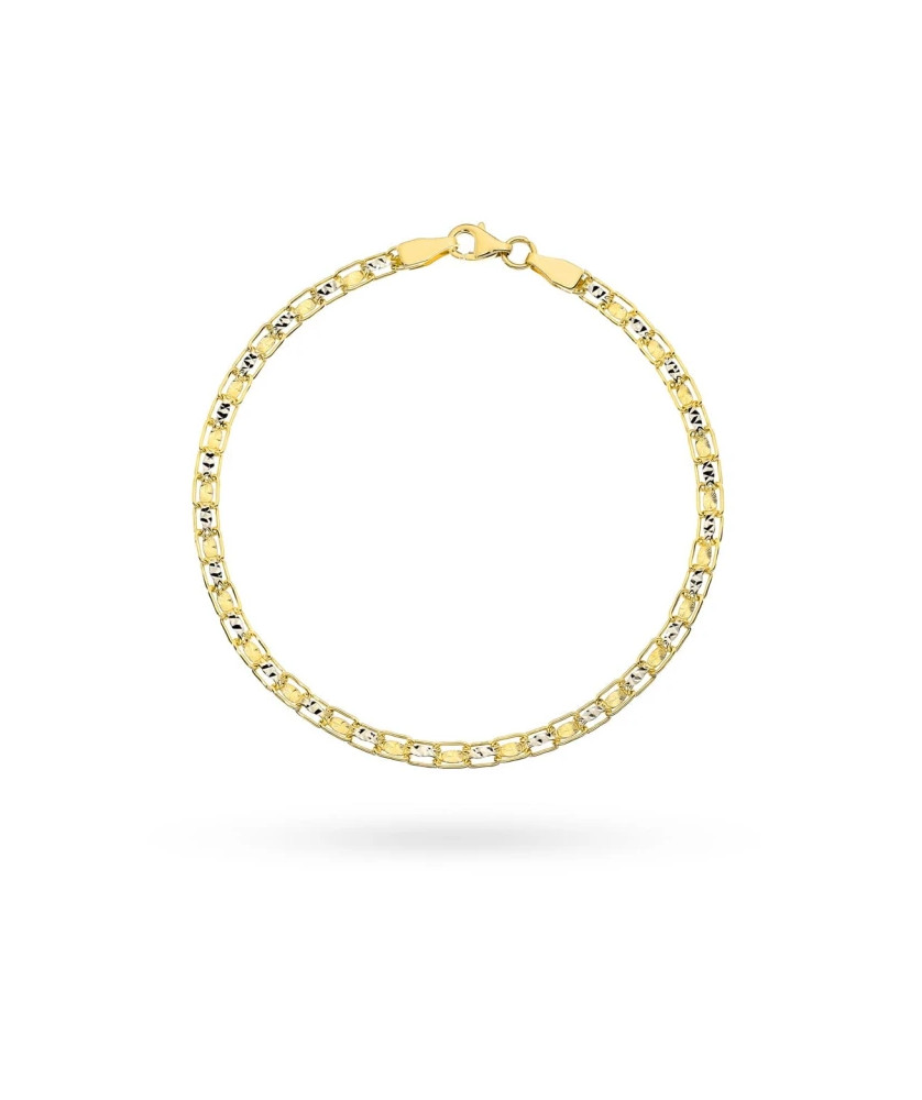 Złota bransoletka 585 diamentowana dwa kolory złota
