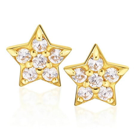 Gold star earrings with stones K3.2400 | GoldJewellery