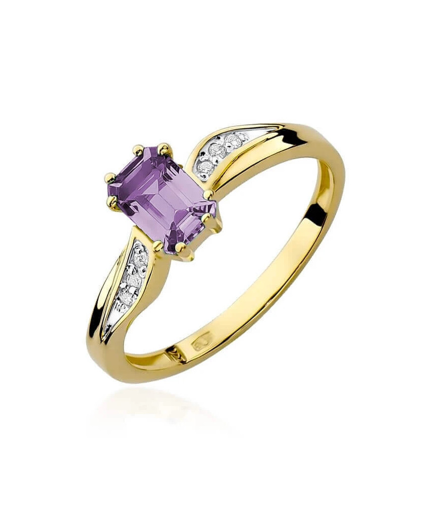 14k Gold Ring with 0.50ct Amethyst and Diamonds – Elegant Women’s Ring