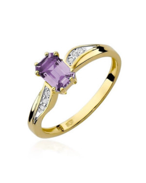 14k Gold Ring with 0.50ct Amethyst and Diamonds – Elegant Women’s Ring