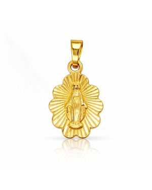 Matka Boska pozłacana zawieszka diamentowana Komunia, Chrzest,