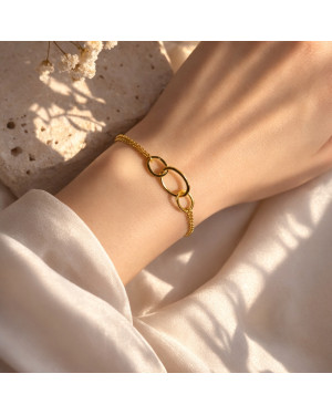 Srebrna pozłacana 14k bransoletka podwójny łańcuszek