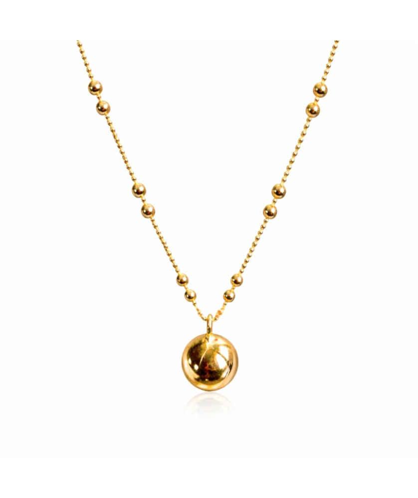 Srebrny pozłacany 14k naszyjnik 70cm KULKA