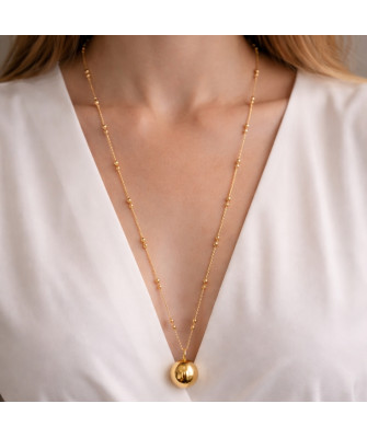 Srebrny pozłacany 14k naszyjnik 70cm KULKA