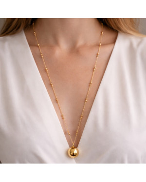 Srebrny pozłacany 14k naszyjnik 70cm KULKA