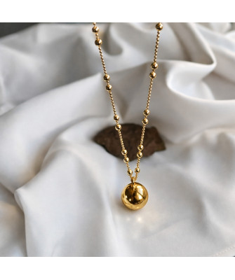 Srebrny pozłacany 14k naszyjnik 70cm KULKA