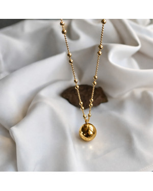 Srebrny pozłacany 14k naszyjnik 70cm KULKA