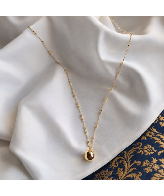 Srebrny pozłacany 14k naszyjnik 70cm KULKA