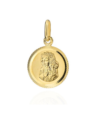 Medalik Matka Boska Częstochowska w diamentowanym kole duży