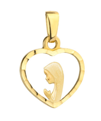Medalik Matka Boska w diamentowanym sercu pr. 585