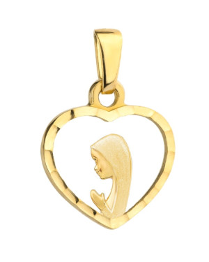 Medalik Matka Boska w diamentowanym sercu pr. 585