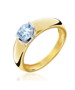 14k Gold Ring With Large Blue Zirconia – Elegant Modern Design