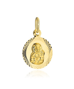 Medalik złoty Matka Boska Częstochowska w diamentowanym kółeczku pr. 375