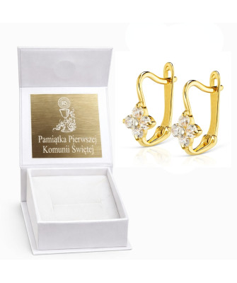 Kolczyki dla dziewczynki kwiatek próba złota 585