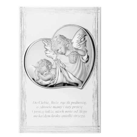 Silver Baptism Souvenir on Wooden Panel