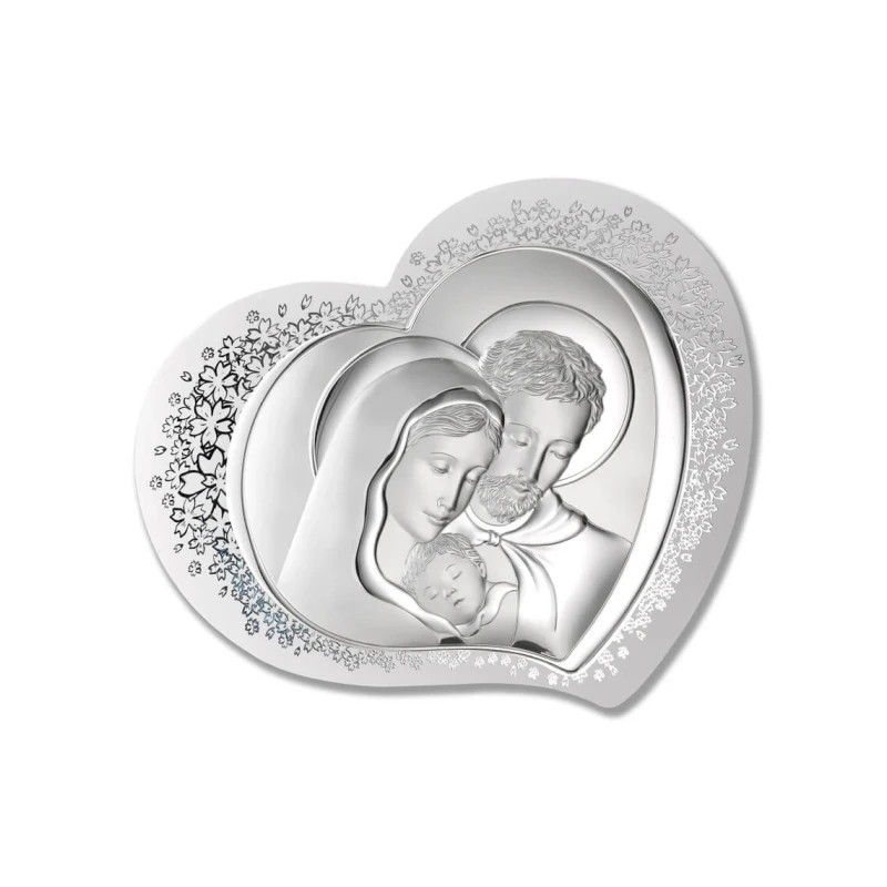 Saint Family Silver Image in Heart Saint Family Silver Image in Heart