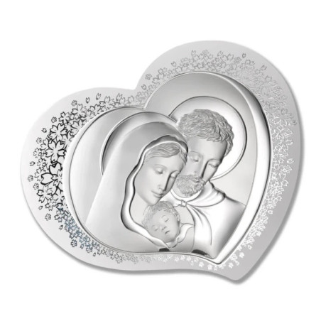 Saint Family Silver Image in Heart