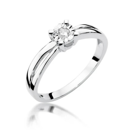 Engagement ring with a diamond, white gold, 0.08 ct GoldJewellery