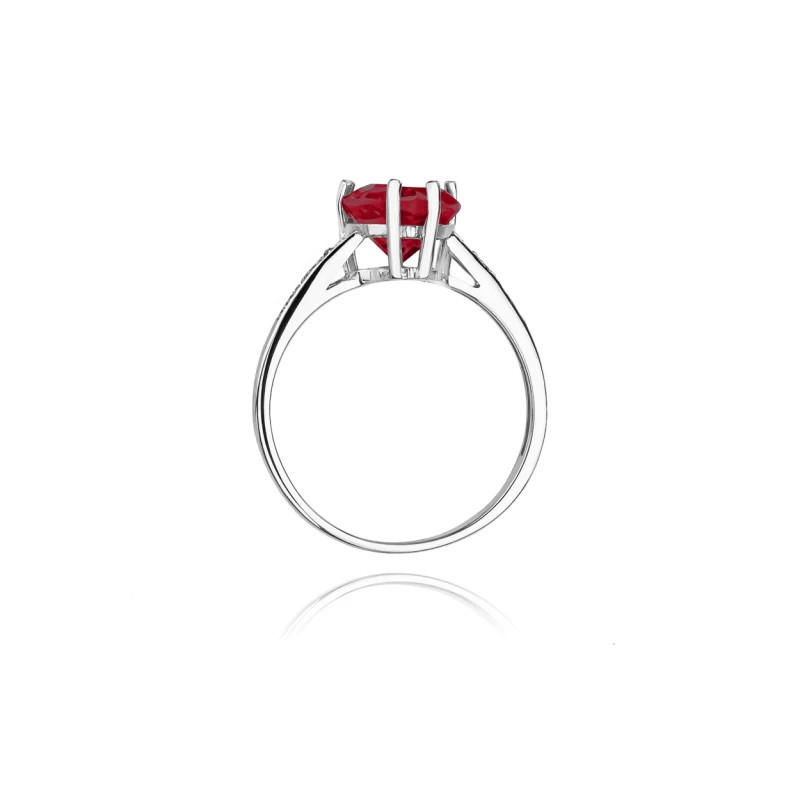 Gold ring with ruby ​​heart, white gold GoldJewellery