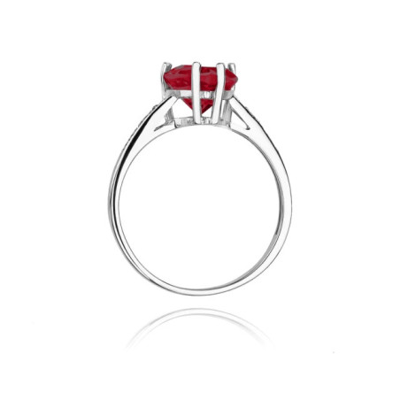 Gold ring with ruby ​​heart, white gold GoldJewellery