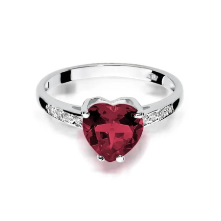 Gold ring with ruby ​​heart, white gold GoldJewellery