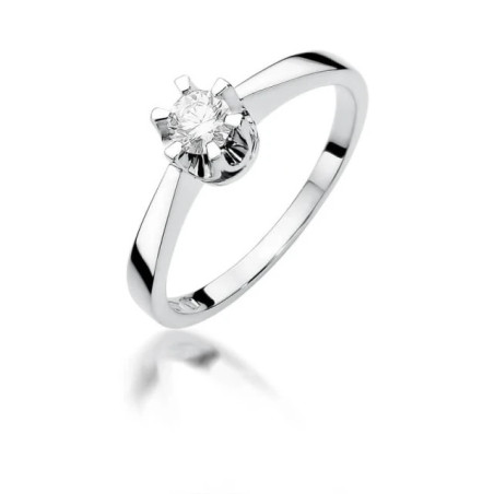 Gold engagement ring with a diamond, white gold, 0.25ct | GoldJewellery