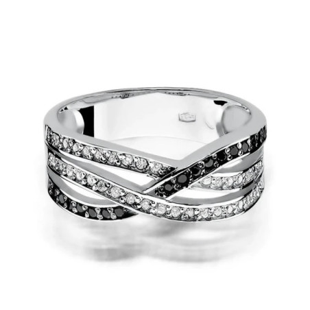 Gold ring with diamond, white gold, black diamonds GoldJewellery