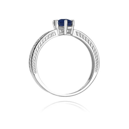 Ring with sapphire and diamonds white gold | GoldJewellery
