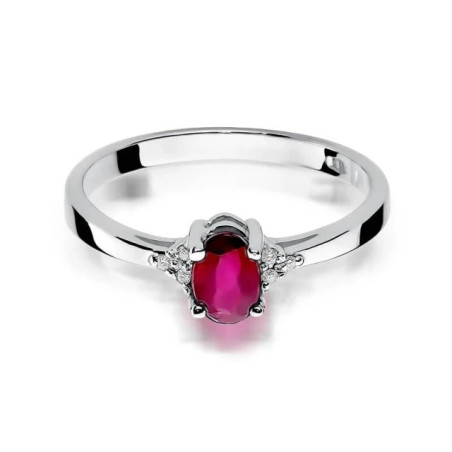 Gold ring with ruby, white gold GoldJewellery