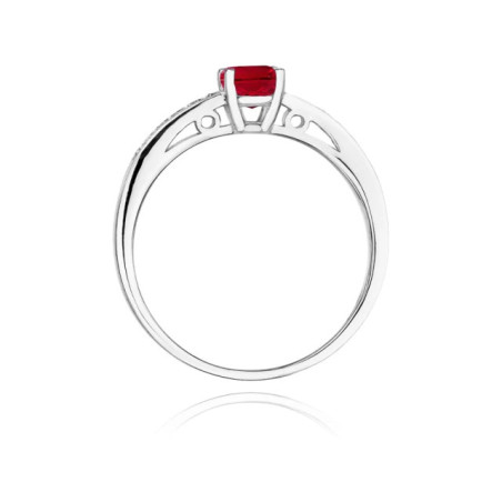 Engagement ring with ruby, white gold | GoldJewellery