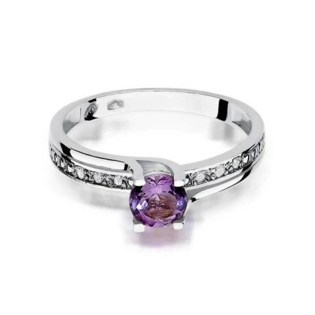 Ring with amethyst, white gold, 0.50 ct GoldJewellery