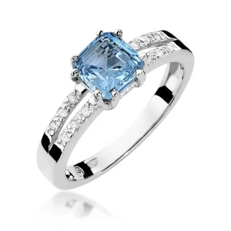Ring with topaz and diamonds, white gold | GoldJewellery