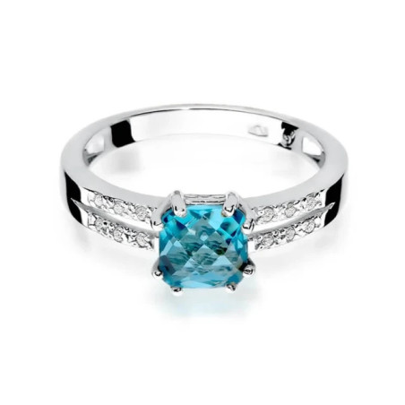 Ring with topaz and diamonds, white gold | GoldJewellery