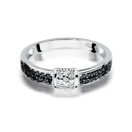 Ring with black diamonds, white gold | GoldJewellery