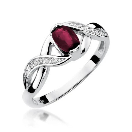 Gold ring with diamond White gold EW-28 ruby ​​| GoldJewellery