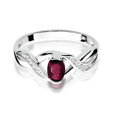 Gold ring with diamond White gold EW-28 ruby ​​| GoldJewellery