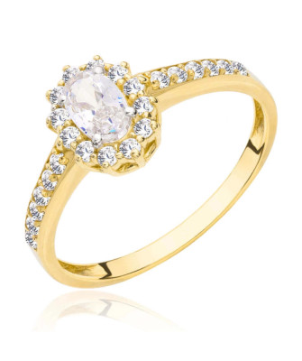 Gold ring white stone zirconia 8k
