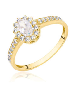 Gold ring white stone zirconia 8k