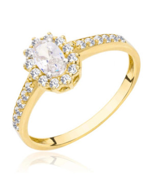 Gold ring white stone zirconia 8k