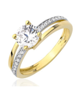 14k Gold Ring With Cubic Zirconia – Elegant Two-Tone Design