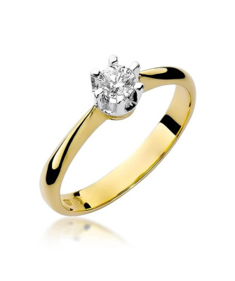Złoty Pierścionek 14k z diamentem brylant 0,23ct
