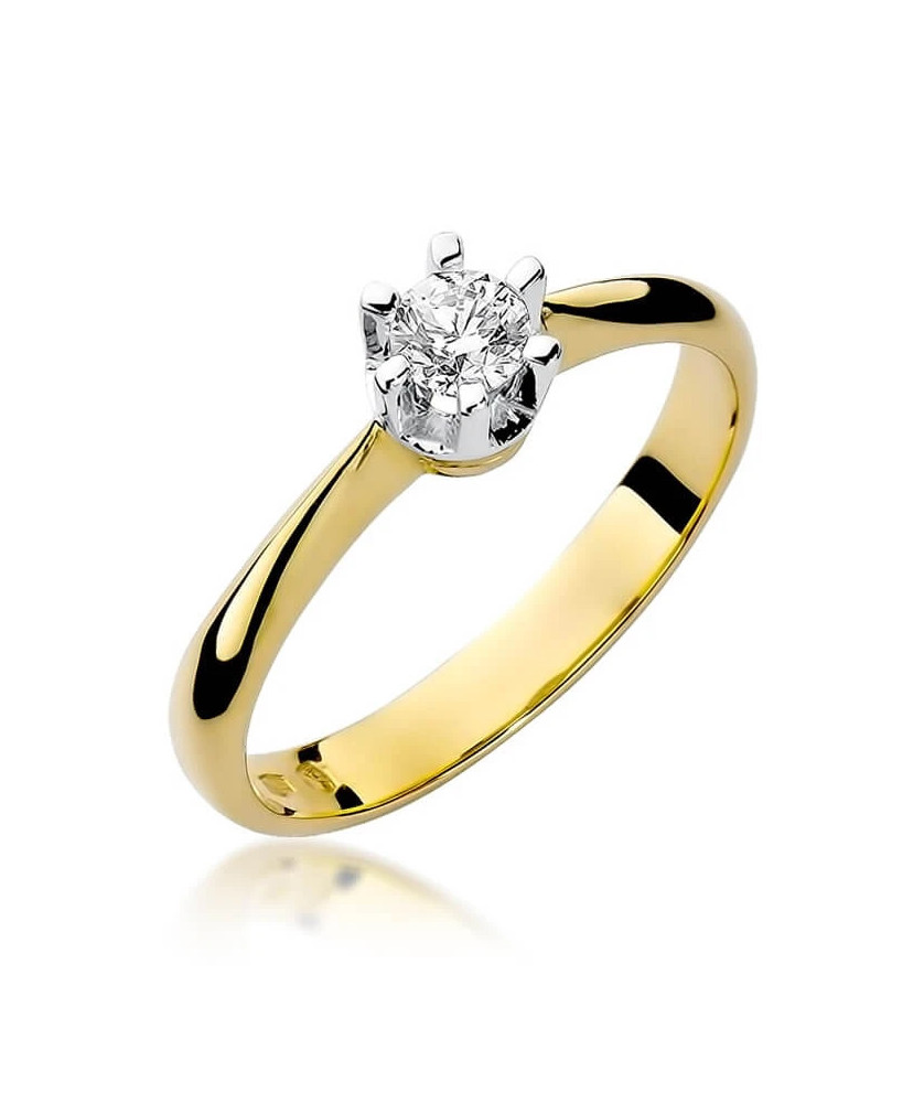 Złoty Pierścionek 14k z diamentem brylant 0,23ct