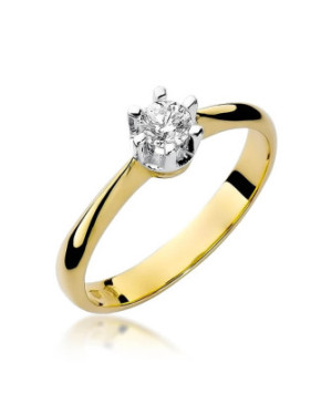 Złoty Pierścionek 14k z diamentem brylant 0,23ct