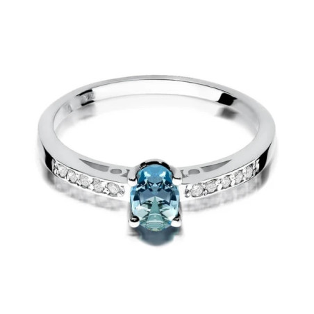 Ring with topaz and diamonds, white gold | GoldJewellery