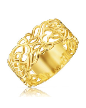 14k Gold Wide Openwork Ring | Elegant Lace Design