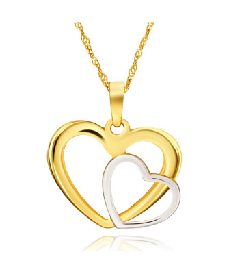 14k Gold Two Hearts Pendant | Elegant Dual-Tone Love Jewellery