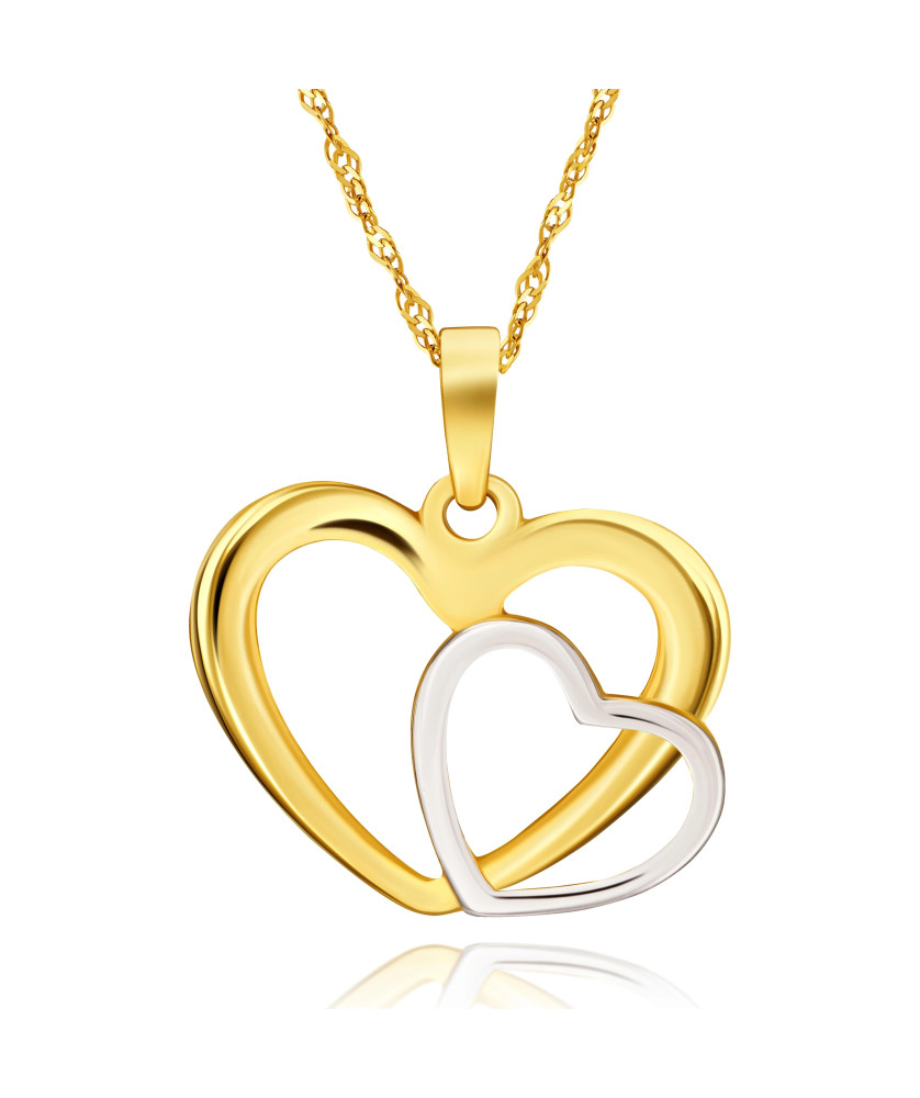 14k Gold Two Hearts Pendant | Elegant Dual-Tone Love Jewellery