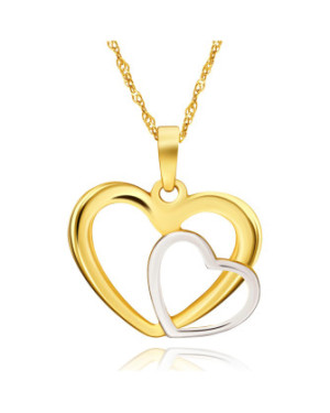 14k Gold Two Hearts Pendant | Elegant Dual-Tone Love Jewellery