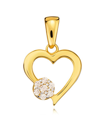 14k Gold Heart Pendant with Zirconia Stones | Elegant Romantic Jewellery